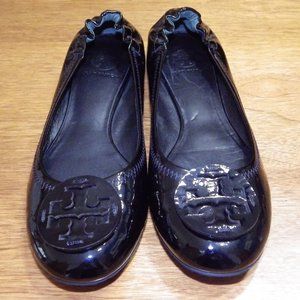 Tory Burch Black Patent Leather Flats - like new!